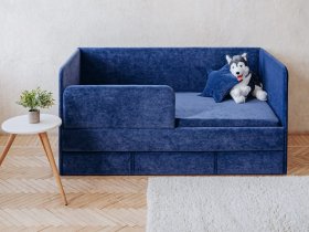 Диван-кровать Happy (синий) в Артёмовске - artyomovsk.mebel-nsk.ru | фото