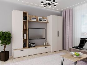 Модульная стенка Верона (сатин/дуб крафт серый) в Артёмовске - artyomovsk.mebel-nsk.ru | фото