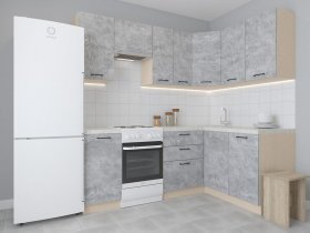 Модульная угловая кухня 1,4м*2,1м Лада (цемент) в Артёмовске - artyomovsk.mebel-nsk.ru | фото