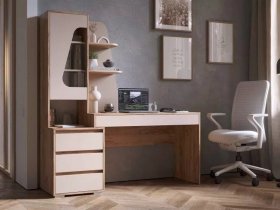 Стол компьютерный Пифагор (дуб вотан/кашемир) в Артёмовске - artyomovsk.mebel-nsk.ru | фото